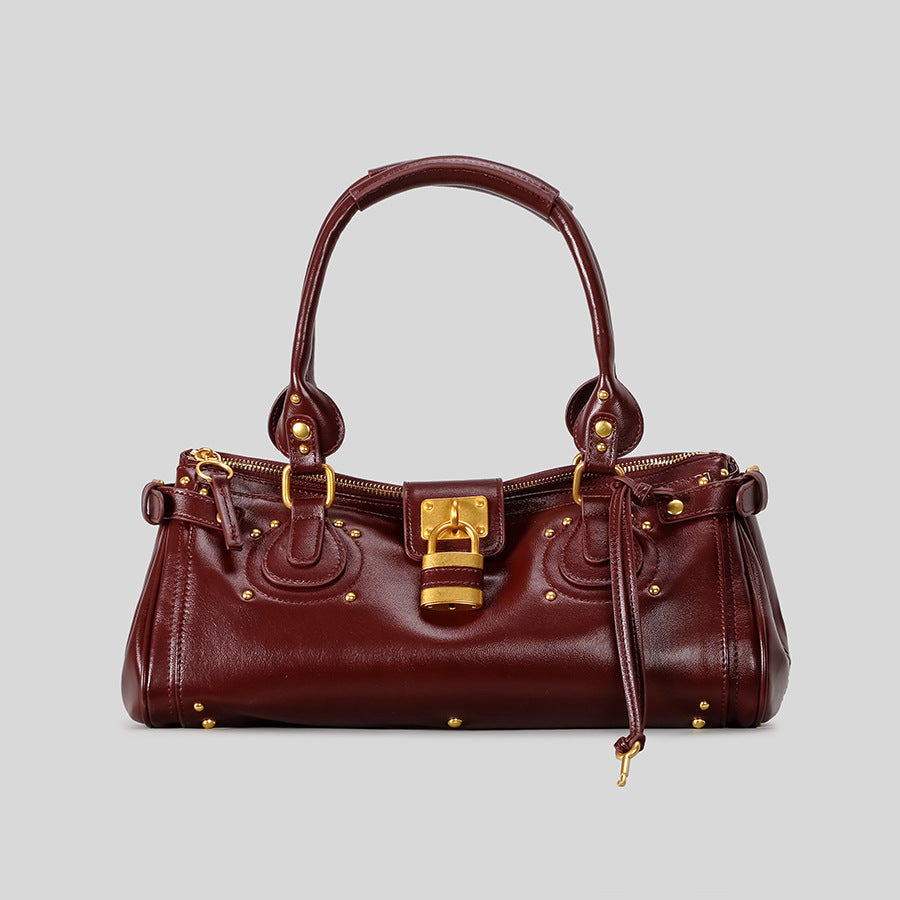 Retro Distressed Head Boston Motorcycle Portable Women's Handbag