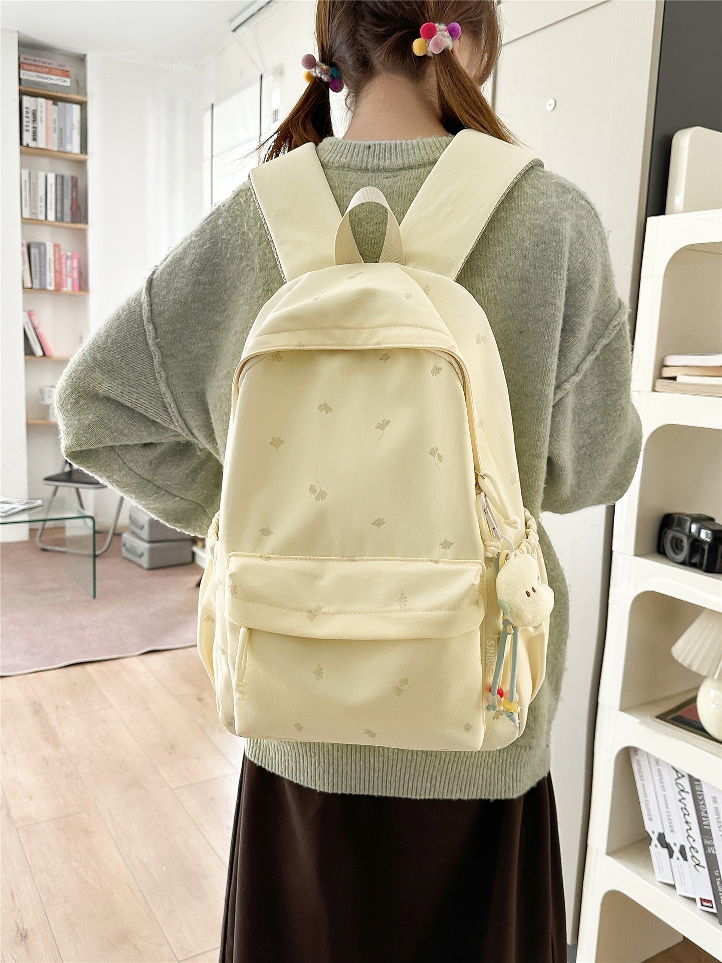 Mori Style Solid Color Printing Fresh Candy Simple Large Capacity Leisure Backpack