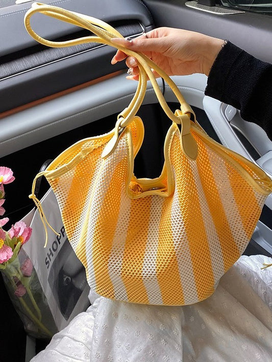 Design Large Capacity Totes Fashion Stripe Handbags