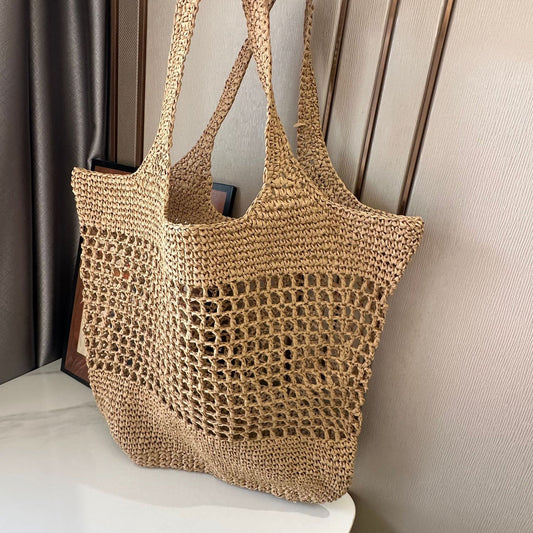 Women's Hollow Straw Woven French Large Capacity Vacation Beach Women's Handbag