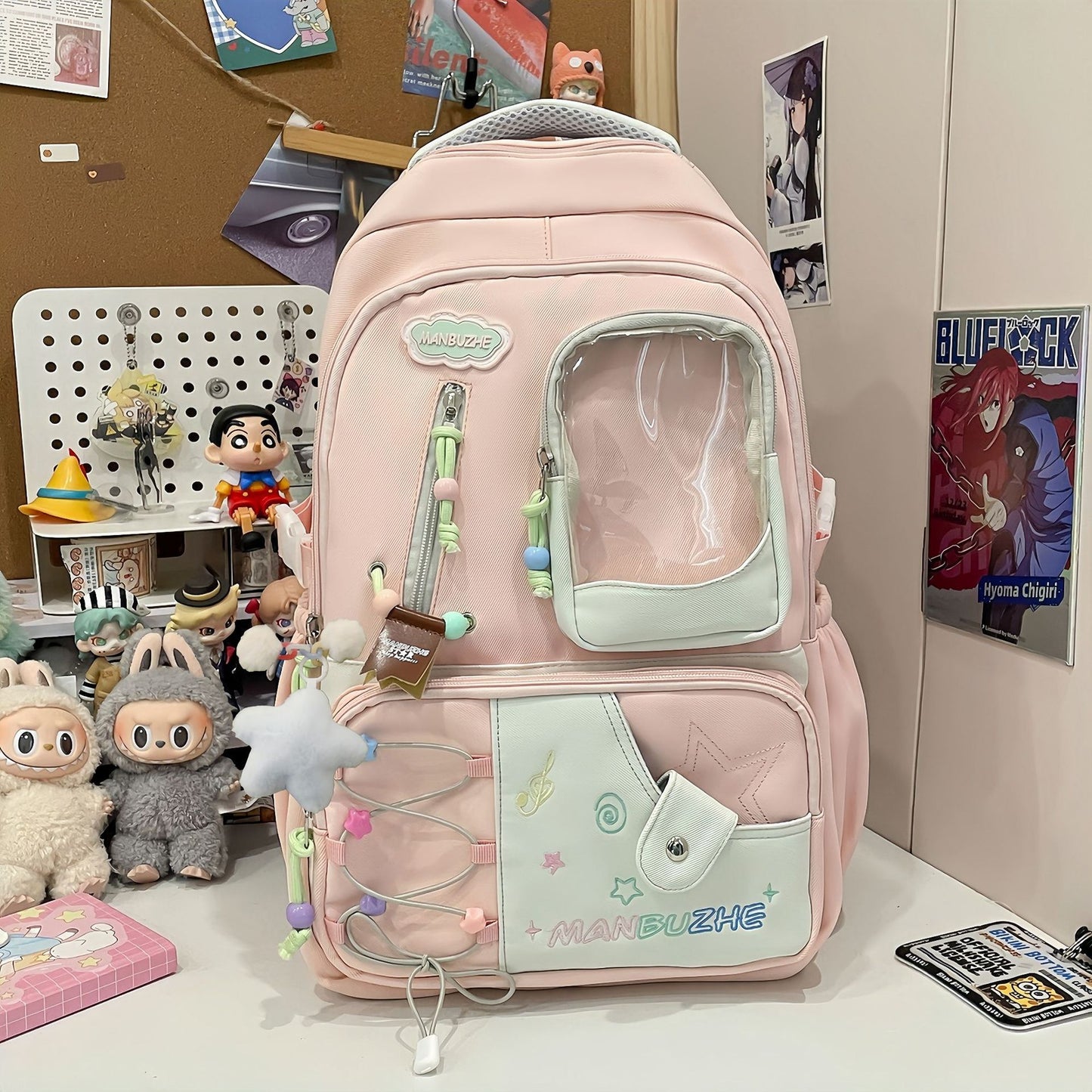 Good-looking Fresh Sweet Dopamine Transparent Bar Cartoon Junior Leisure Backpack