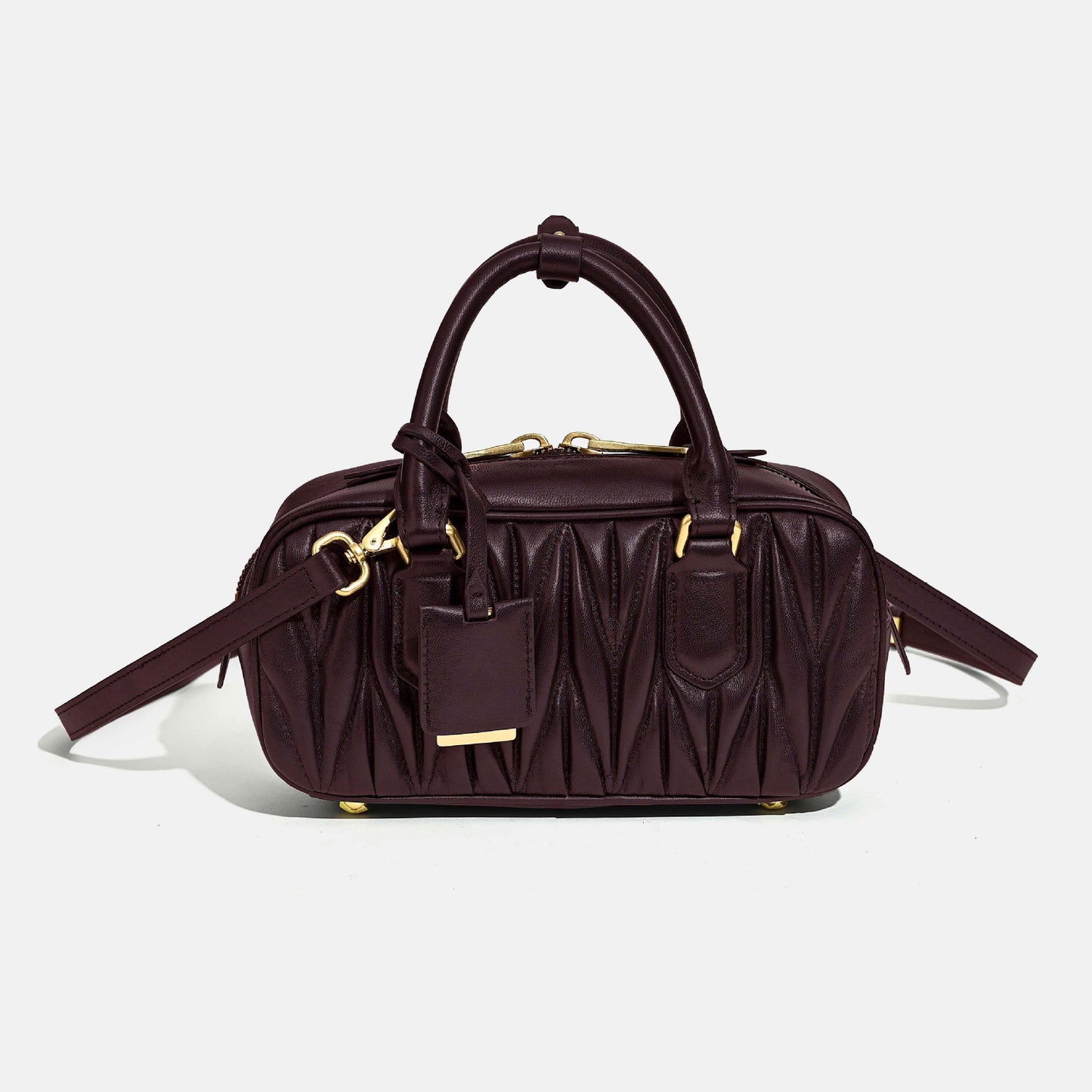Women's Sheepskin Pleated Bowling Niche High-grade Boston Women's Handbag