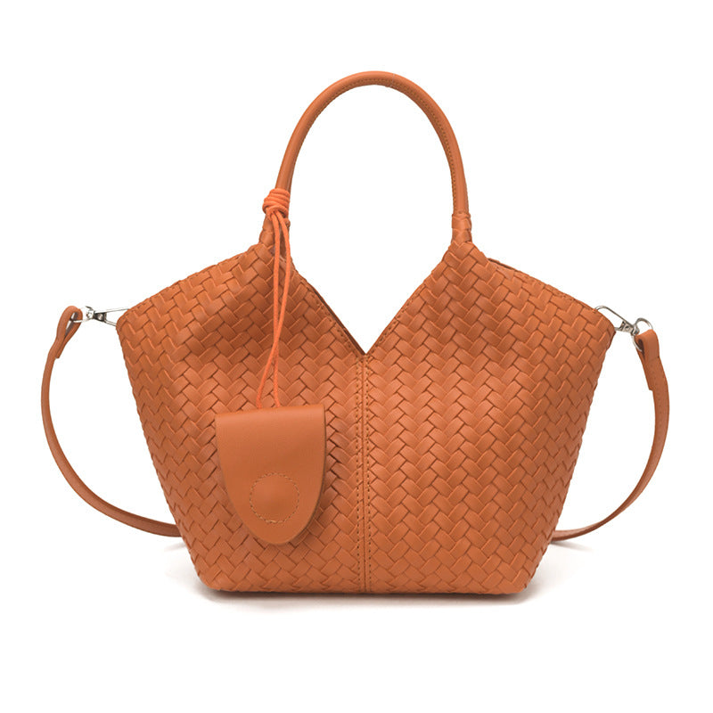 Women's Niche Texture Large Capacity Simple Woven Vegetable Tote Bag