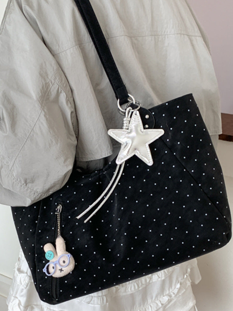 Spring Korean Style Rhinestone Canvas Large Capacity Portable Tote Bag