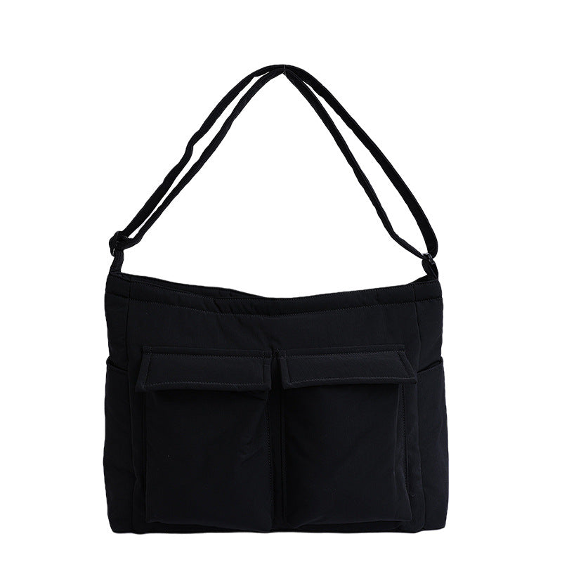 College Solid Color Commuter Super Light Large Capacity Class Nylon Shoulder Bags