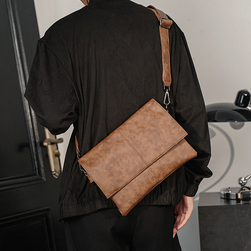 Men's Korean Style Retro Leather Business Large Shoulder Bags