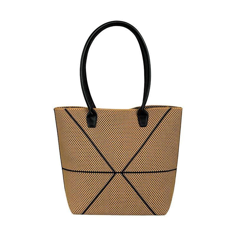 Women's Korean Style Trend Diamond Woven Large Capacity Handbags