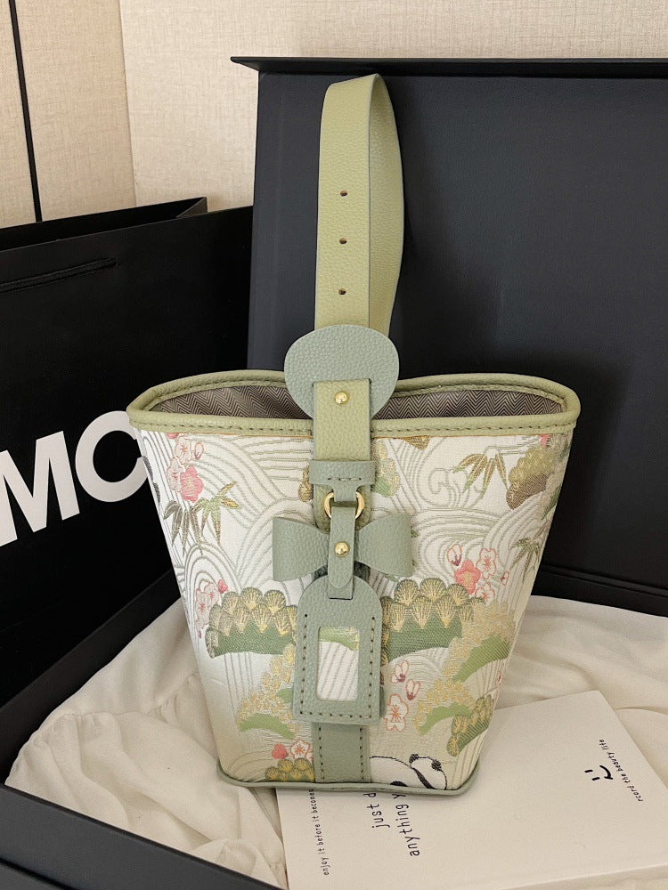 Chinese Style Song Dynasty Brocade Embroidered Portable Self-made Cloth Handmade Bucket Bags