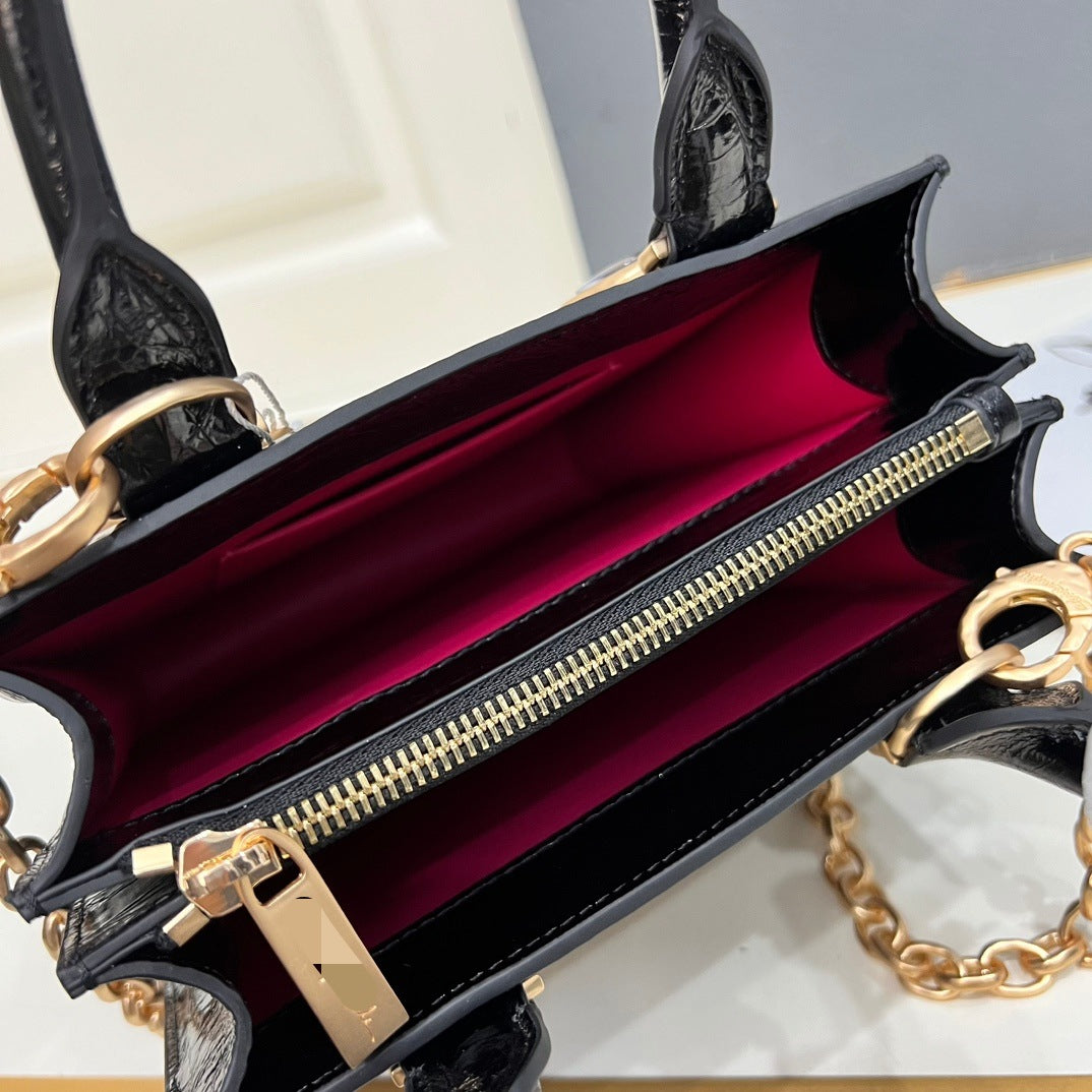 Women's Summer Parry Plain Cowhide Chain Face Women's Shoulder Bag