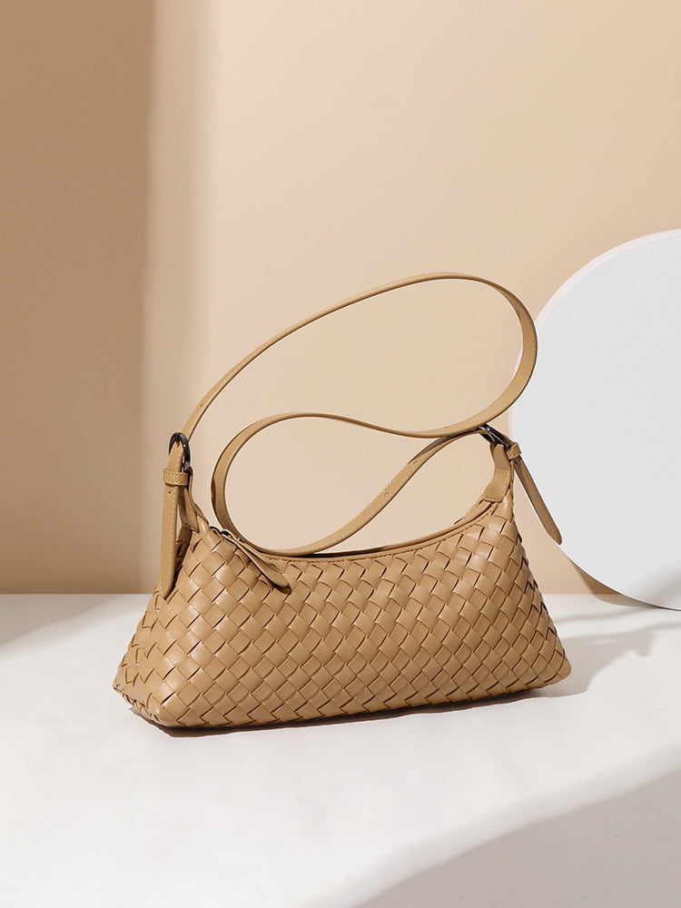 French Woven Baguette Fashionable Soft Leather Dumpling Bags