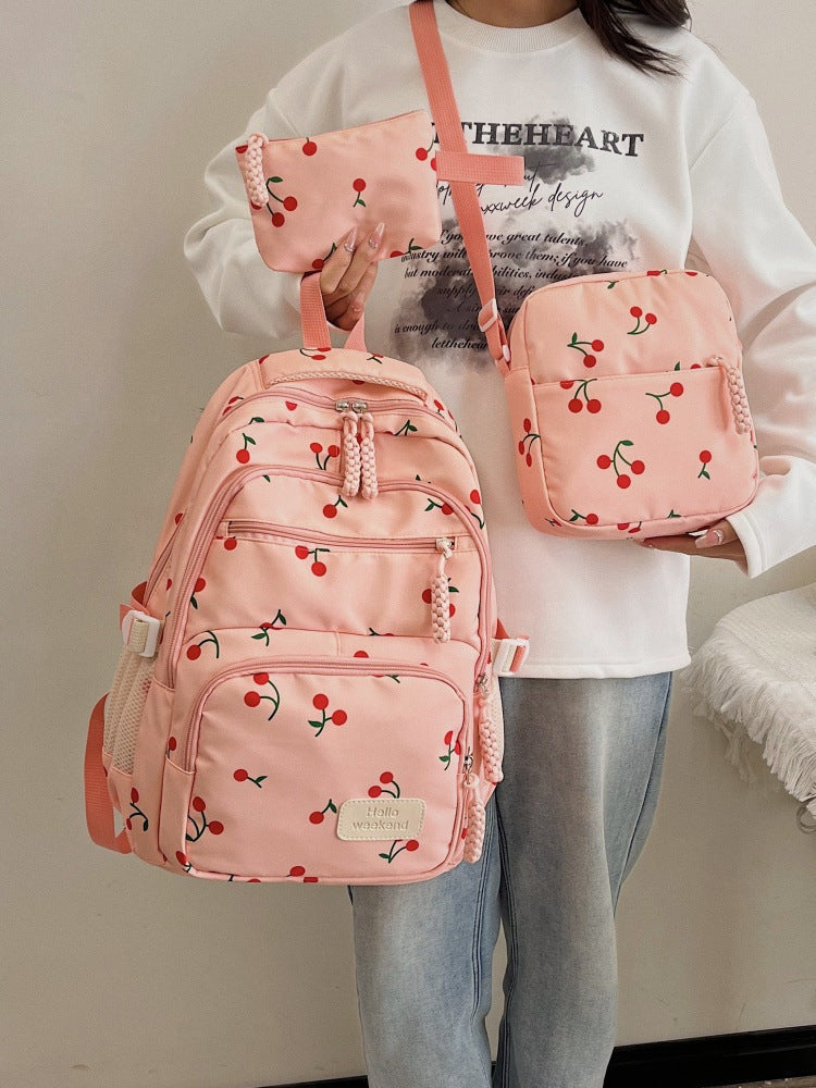 Design Style Cute Cherry Large Capacity Heart Backpacks