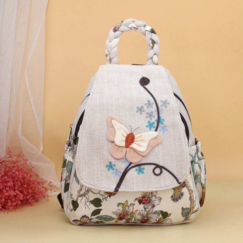Style Three-dimensional Butterfly Embroidery Mori Daily Women's Backpack