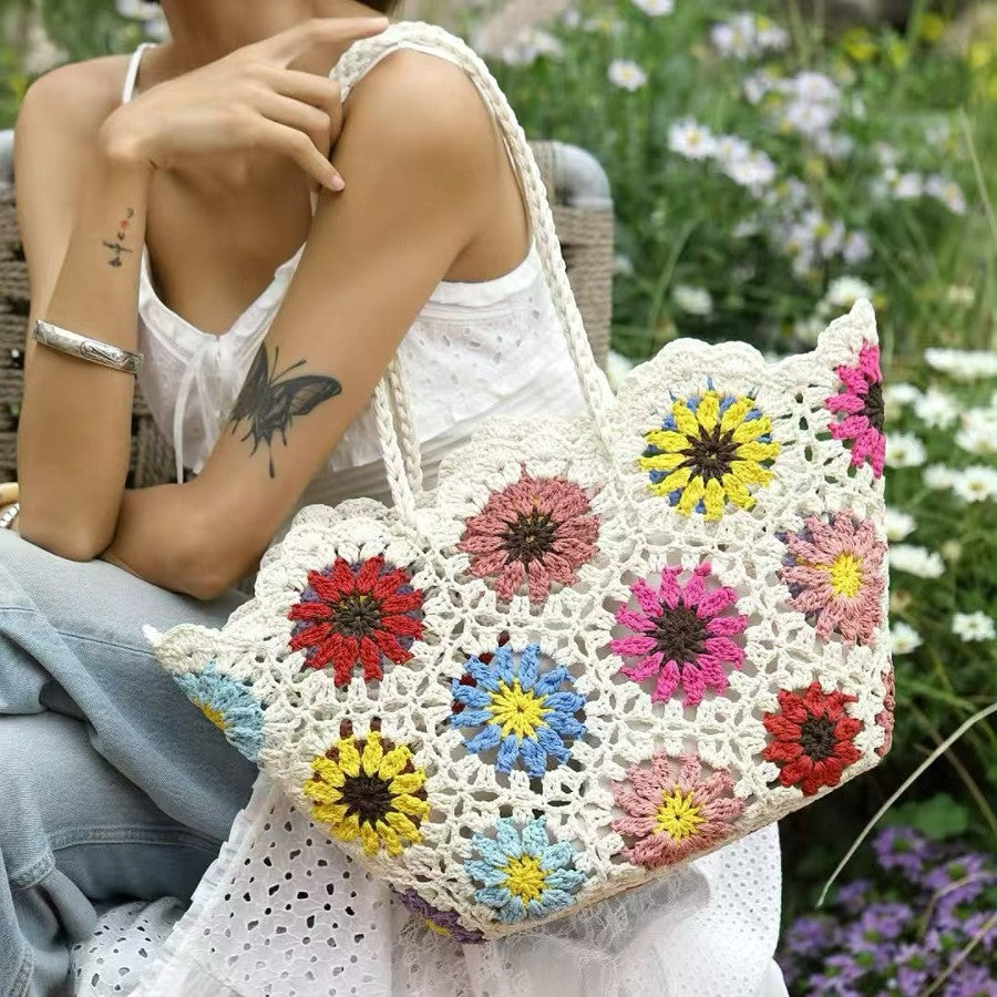 Women's Wax Rope Handmade Crocheted Woven Bale Of Cotton Knitted Women's Handbag