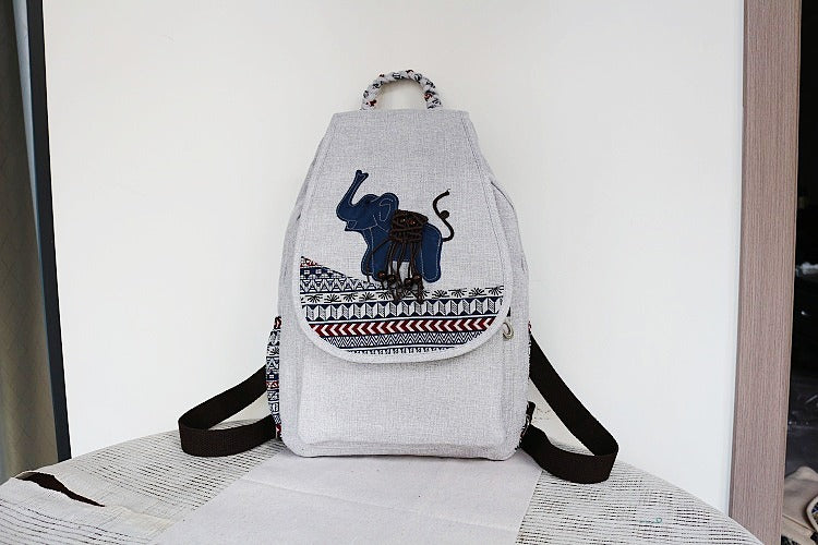 Women's Vintage Printing Wax Line Woven Fresh Women's Backpack
