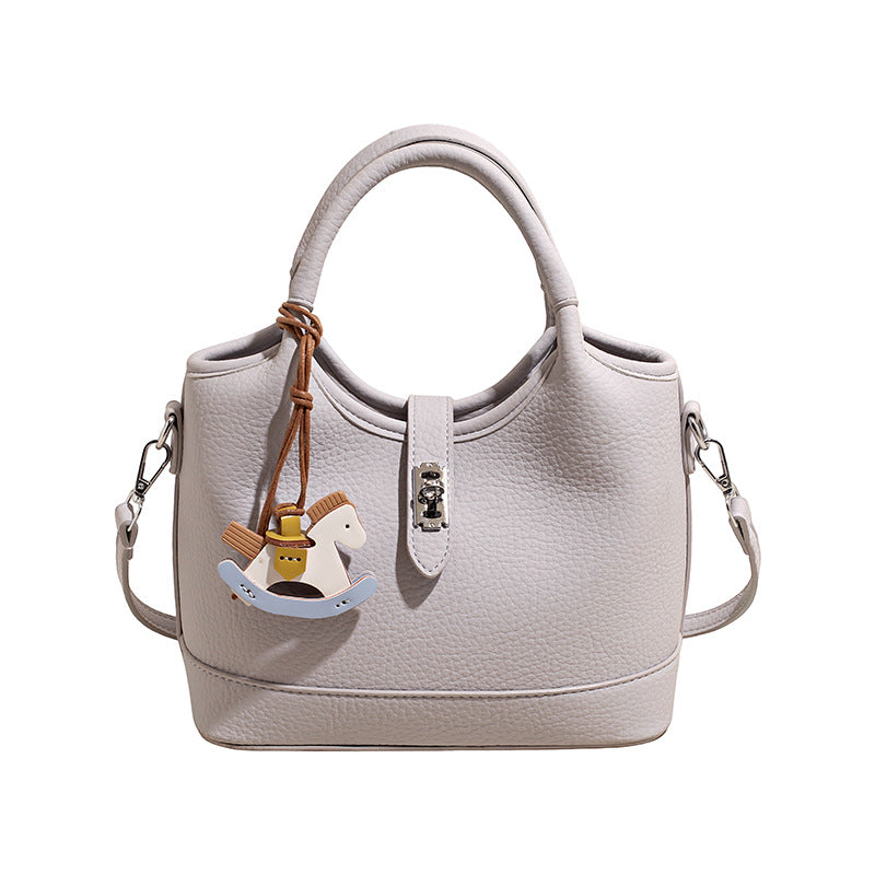 Style Trendy Litchi Pattern Textured High Commuter Bucket Bags