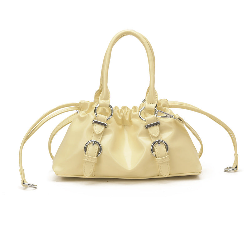 Women's Korean Style Soft Leather Pleated Portable Cloud Fashionable Texture Women's Shoulder Bag