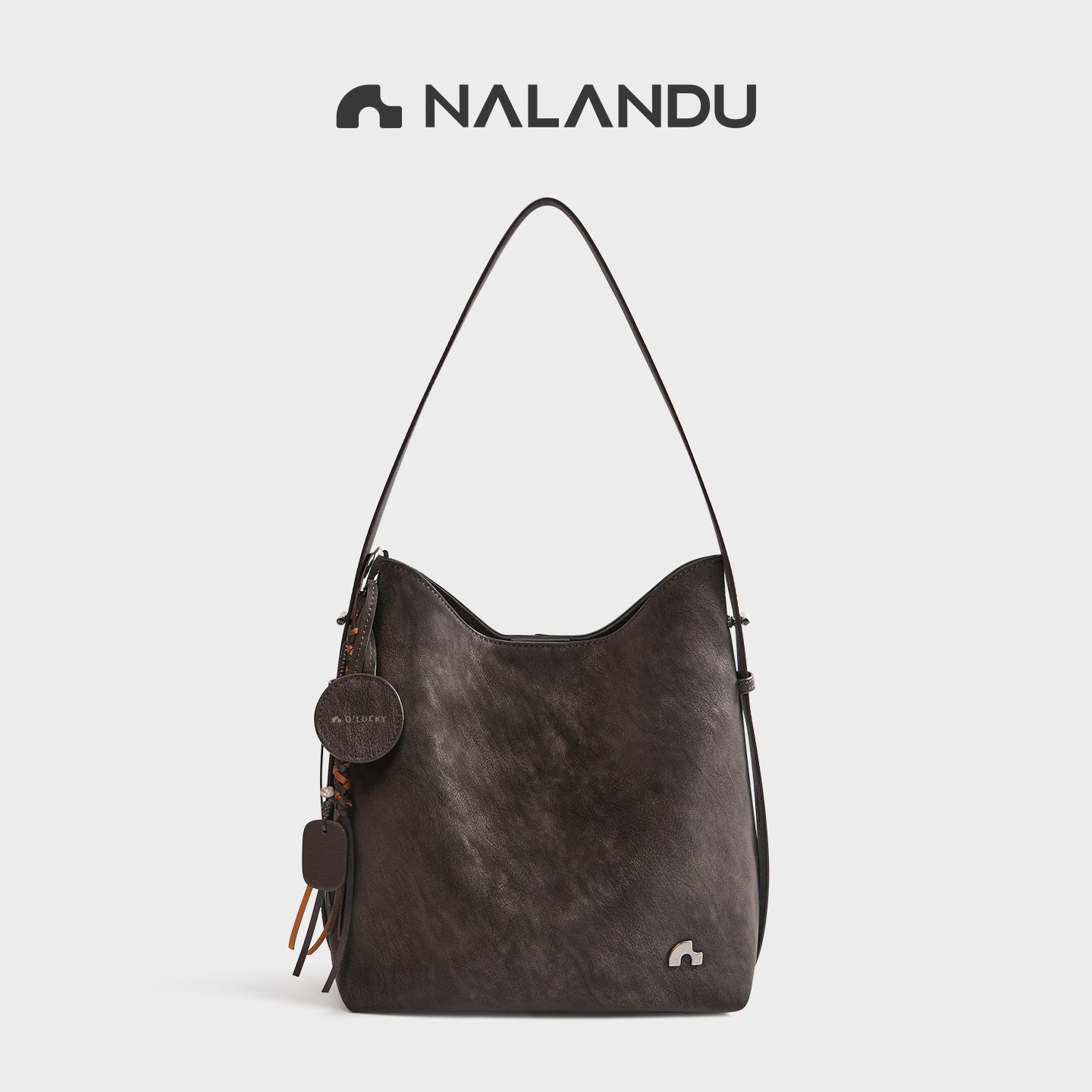 Women's Brown Large Capacity Vegetable Tanned Commuter Bucket Bag