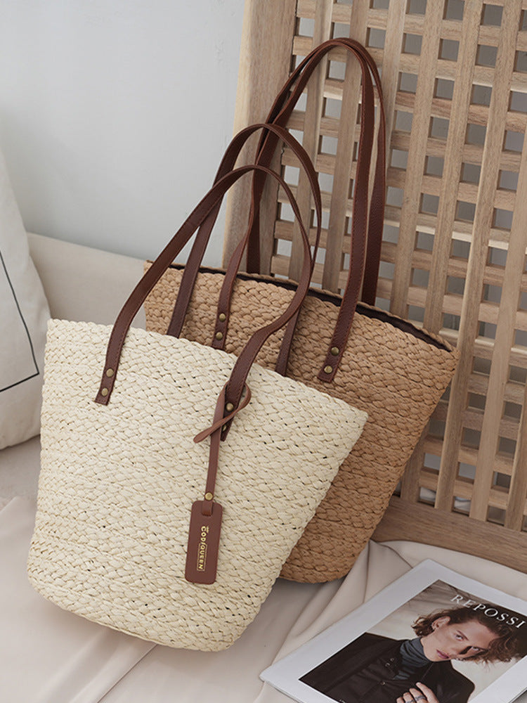 Women's Handmade Paper Summer Beach Versatile Woven Handbags
