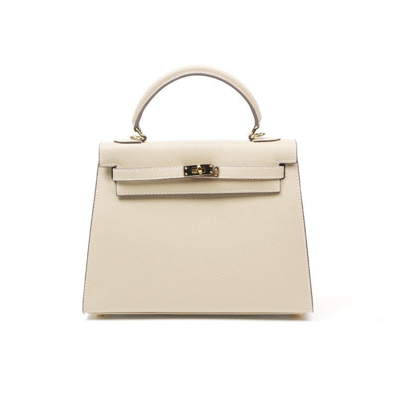 Women's Genuine Leather Kelly Palm Print Elephant Gray Texture Portable Women's Handbag