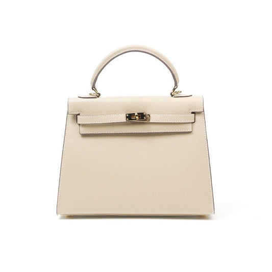 Women's Genuine Leather Kelly Palm Print Elephant Gray Texture Portable Women's Handbag
