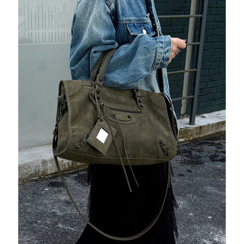 Version Rivet Motorcycle Frosted Genuine Leather Bags