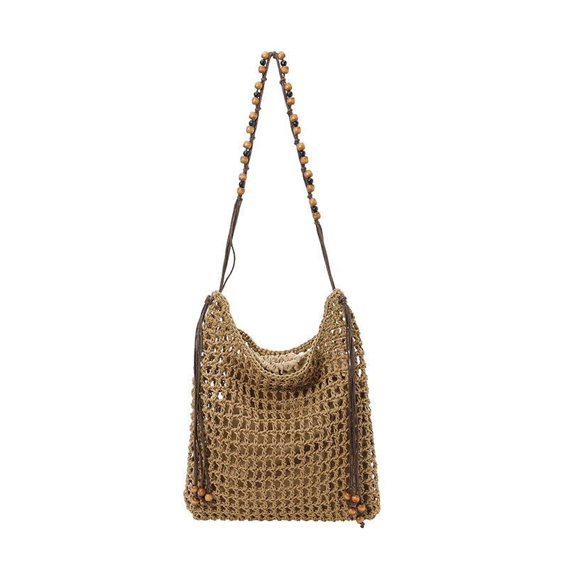Women's Holiday Early Spring Weaving Hollow Beaded Women's Messenger Bag