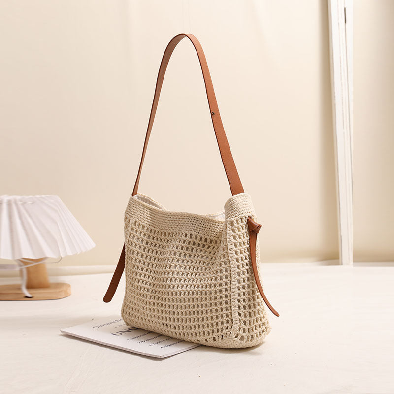 Cotton Thread Woven Hollow Shopping Fashion Women's Shoulder Bag