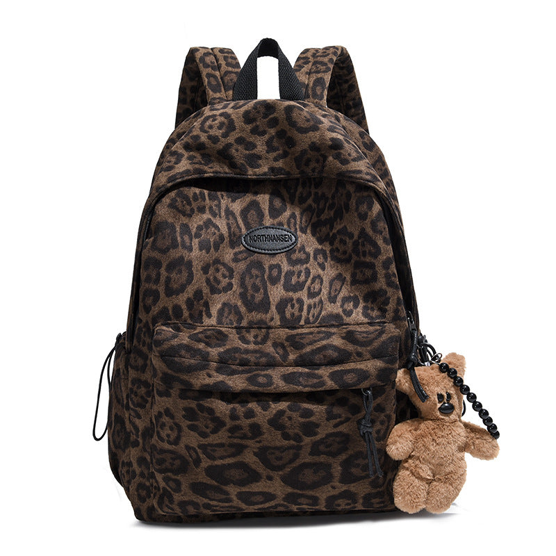 Women's & Men's Large Capacity Leopard Print Computer College High Korean Backpacks