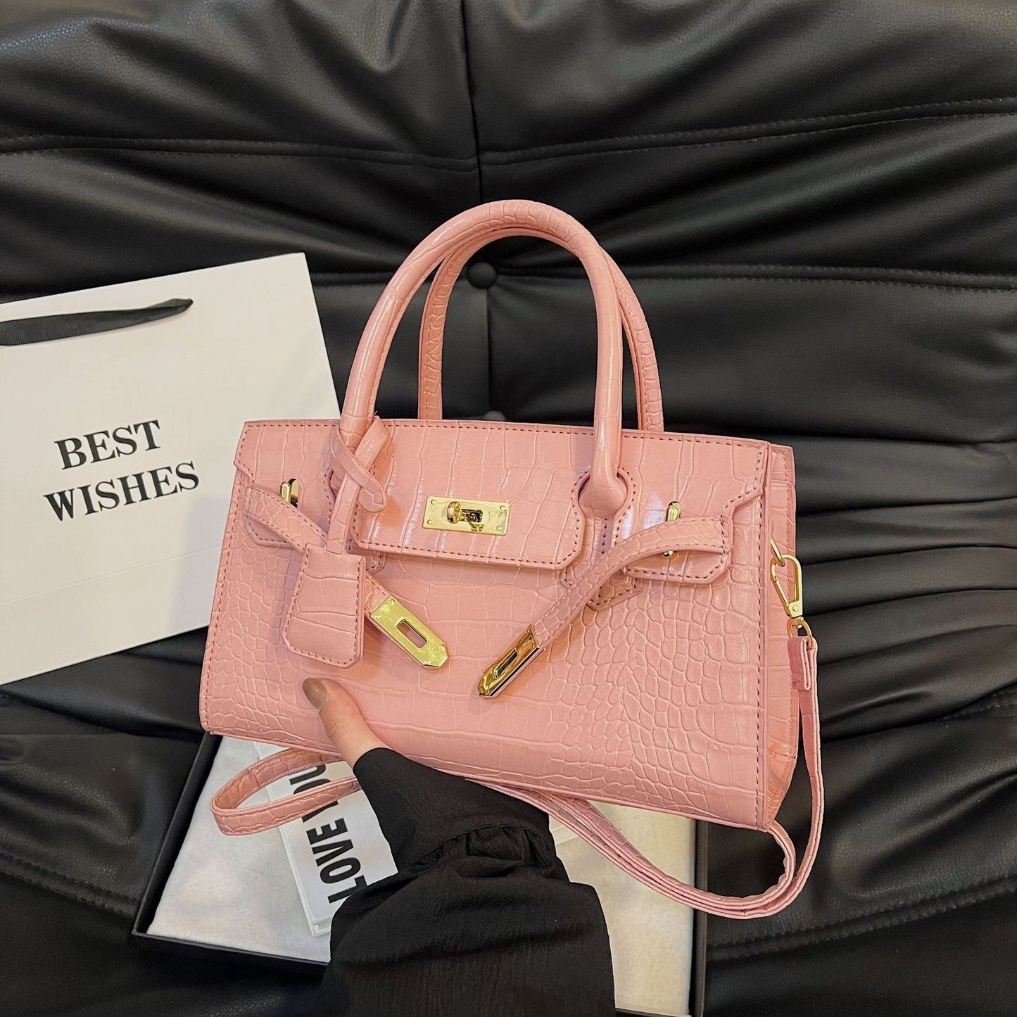 Women's Fashion Classic Retro Style Crocodile Pattern Trendy Light Women's Messenger Bag