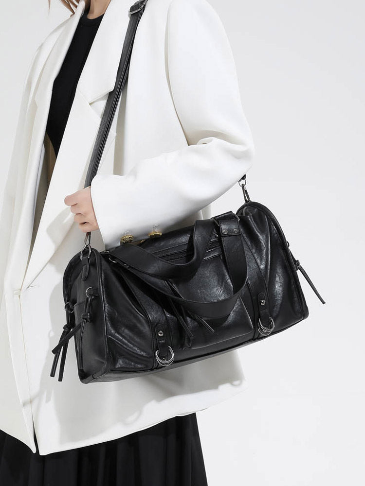 Women's Motor Style Underarm Commuting Soft Leather Solid Tote Bag