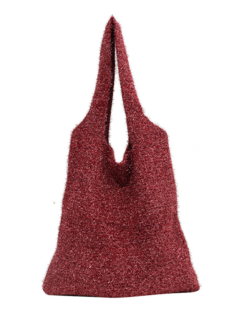 Popular Shiny Soft Knitted Simple Underarm Bags