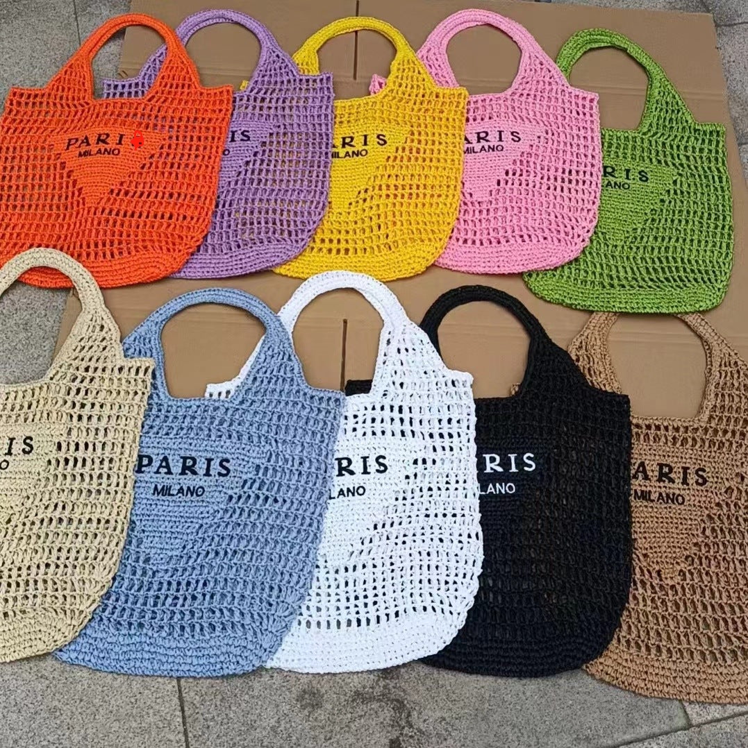 Woven Cotton String Net Pocket Holiday Handmade Women's Shoulder Bag