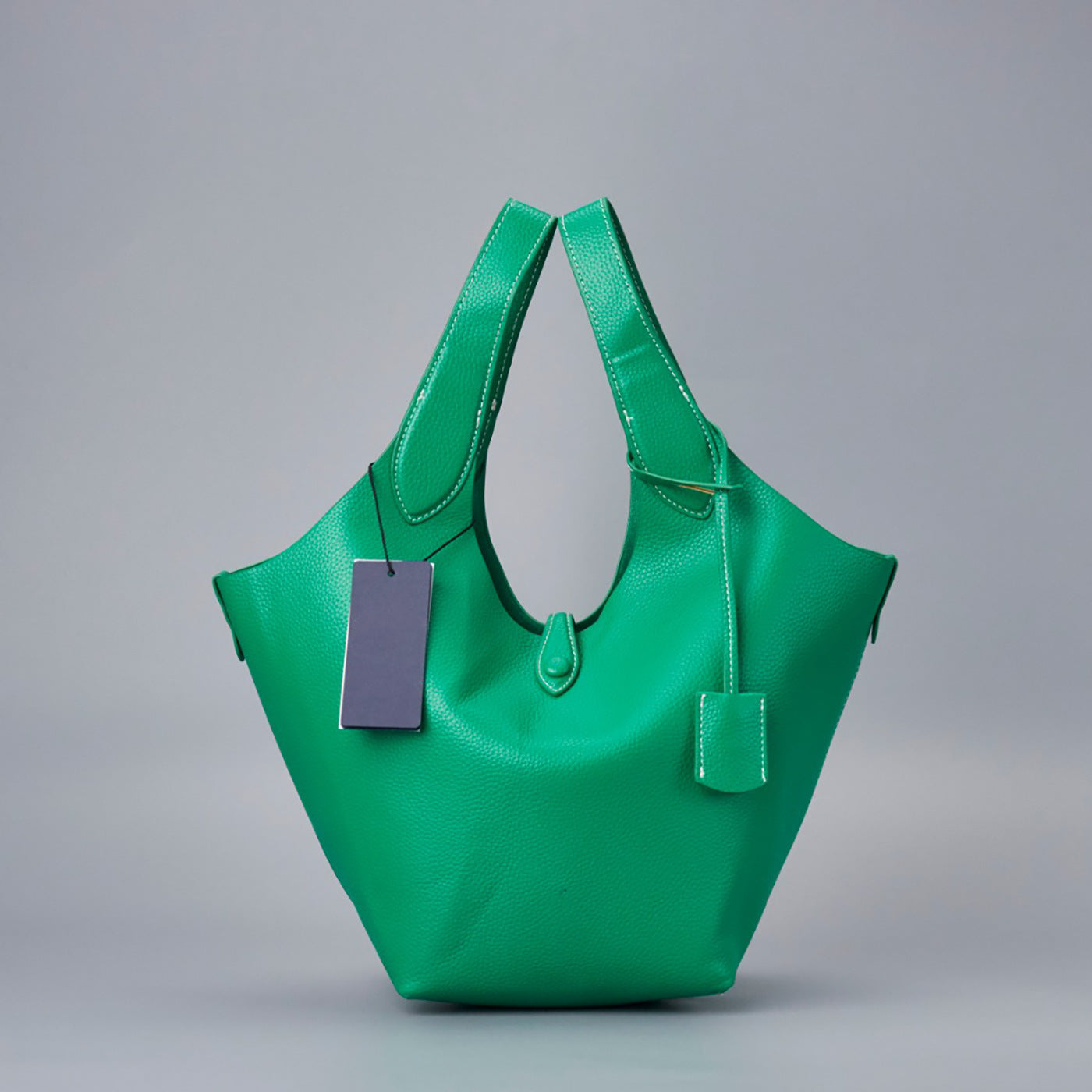 Single Fashion Soft Litchi Grain Cow Leather Tote Bags