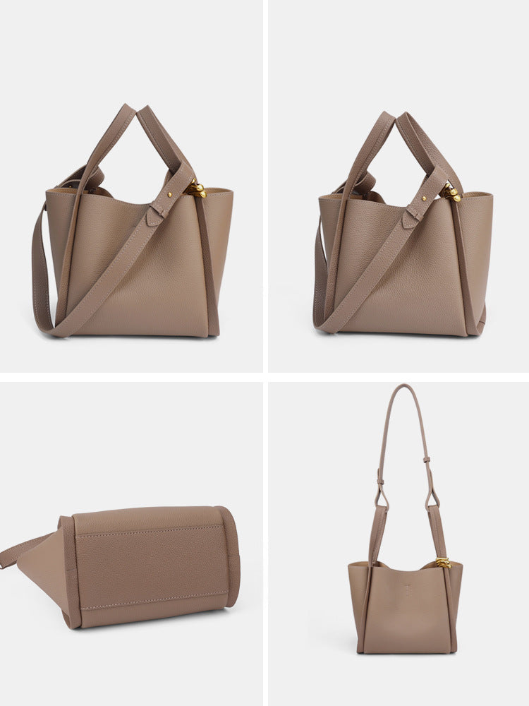 Women's Medium-sized Vegetable Basket Series Designer Cowhide Large Capacity Versatile Bucket Bag
