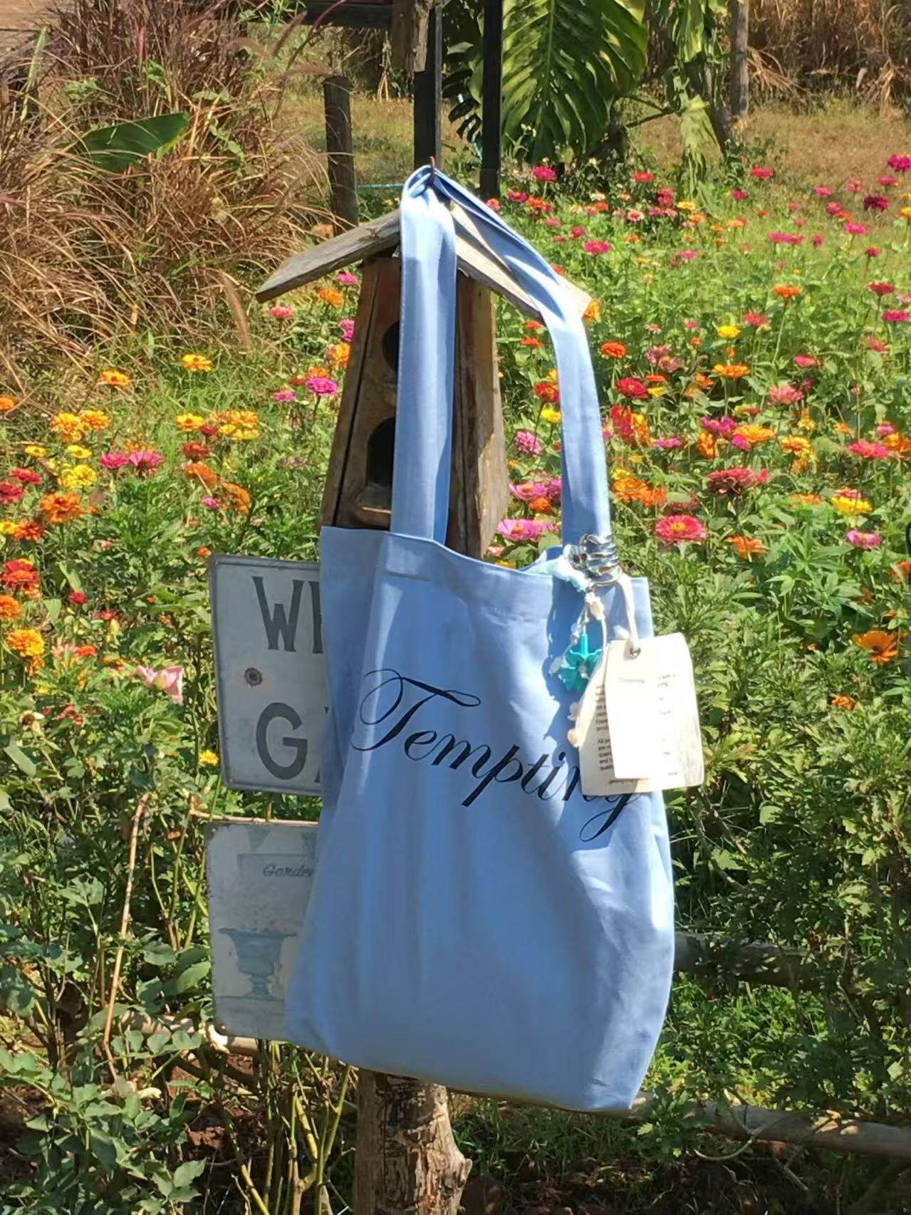 Sheng Dopamine Letter Printed Canvas One Women's Shoulder Bag