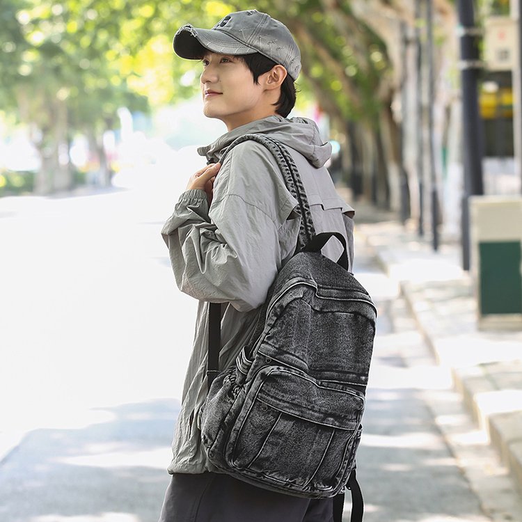 Washed Denim Relaxed For Going Out Women's Backpack