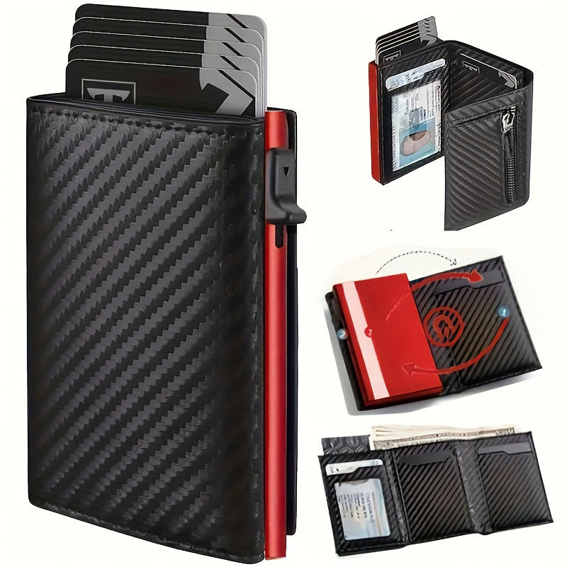 Pop-up Carbon Fiber Orange Aluminum Alloy Card Pack Card Sleeve