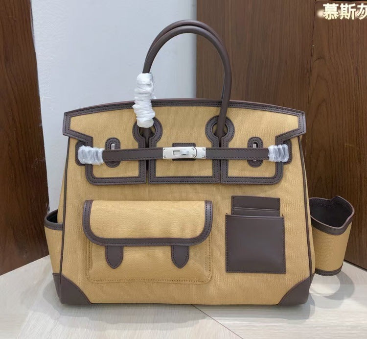 Women's Color Canvas Matching Portable Extra Large Bags
