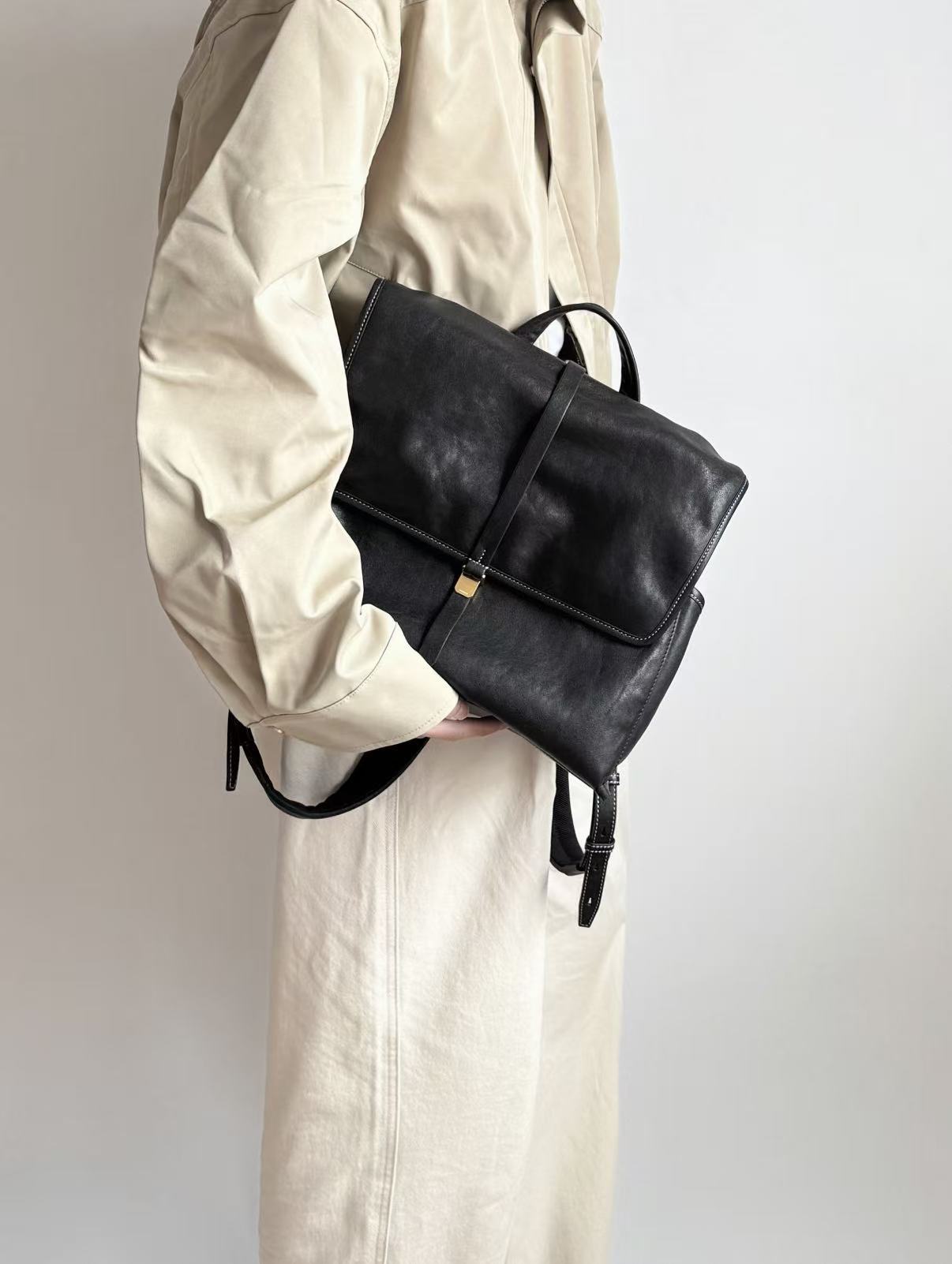Mountain Vegetable Tanned Sheepskin Series Simple Large Capacity Lightweight Backpacks