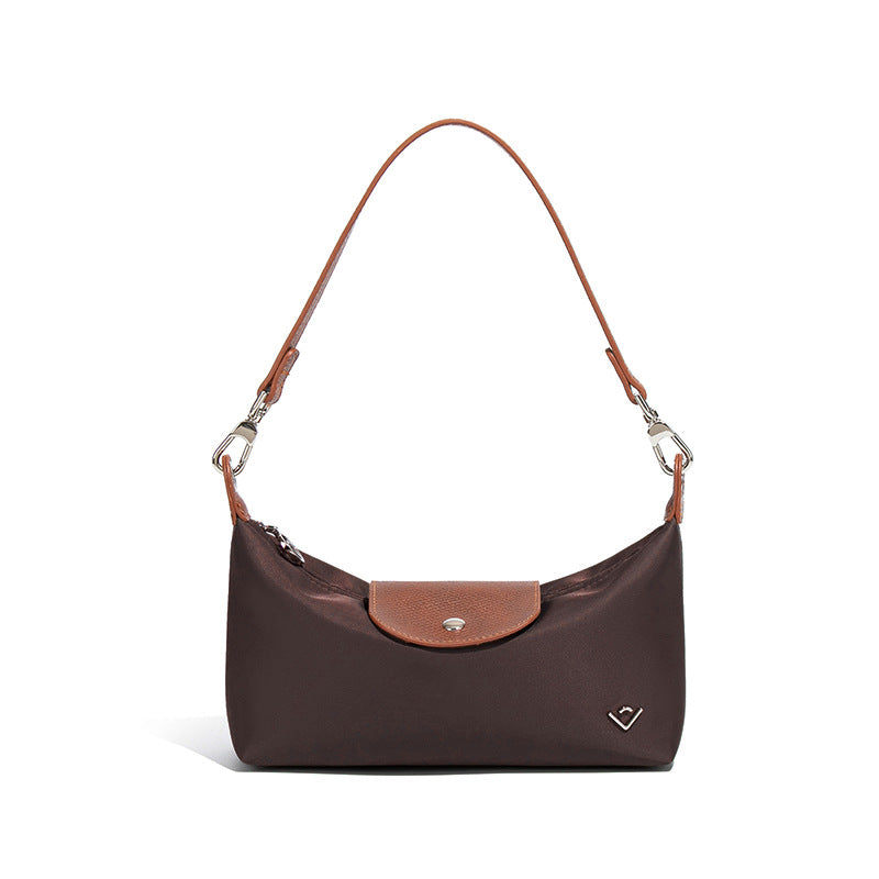 Women's Color Contrast Patchwork Nylon Flip Dumpling Lunch Underarm Bag
