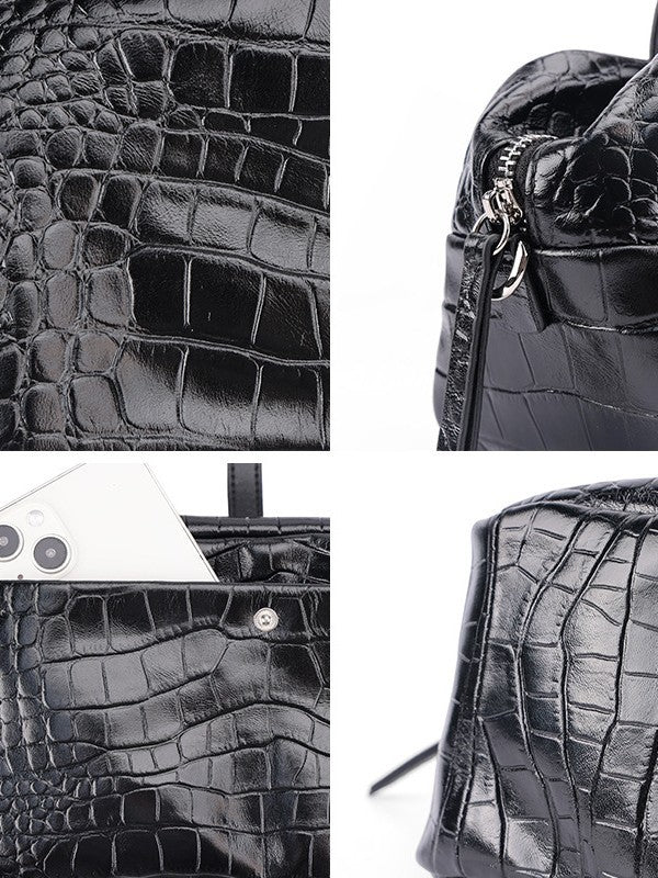 First Layer Crocodile Pattern Cowhide Hand-held Genuine Bags