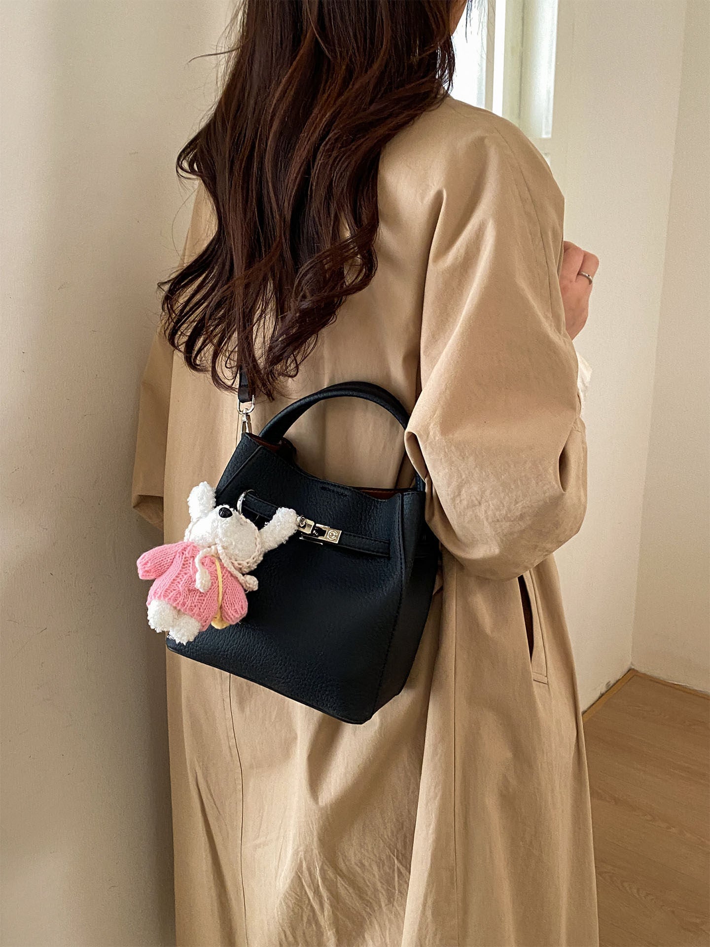 Women's Korean Style Lychee Pattern Commuter Niche Fashion Bags