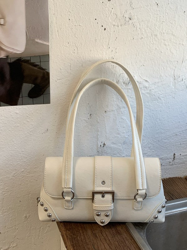 Niche Motorcycle Rivet Baguette Female Spring Fashion Large Capacity Daily Bags