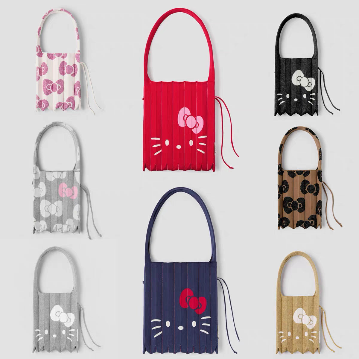 Attractive Beautiful Cat Pleated Knitted File Women's Handbag
