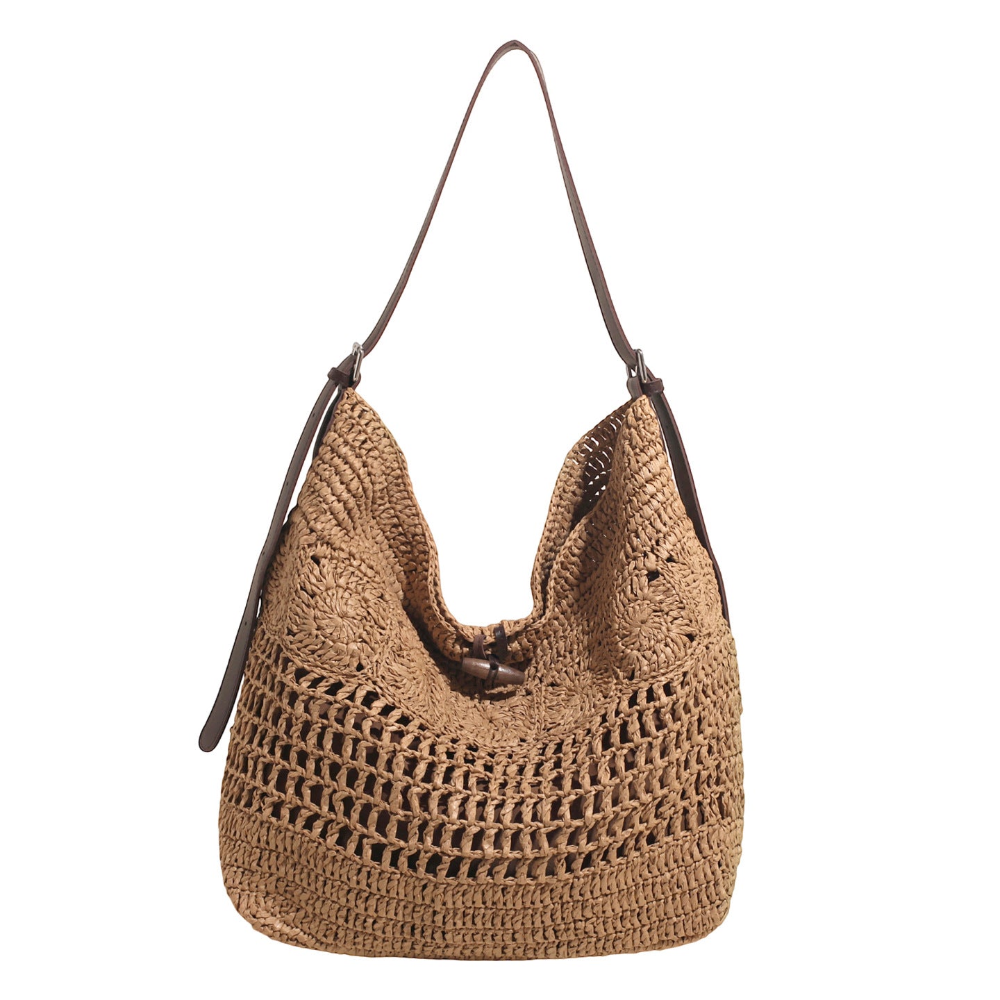 Crochet Woven Large Capacity Straw Hollow Tote Bag