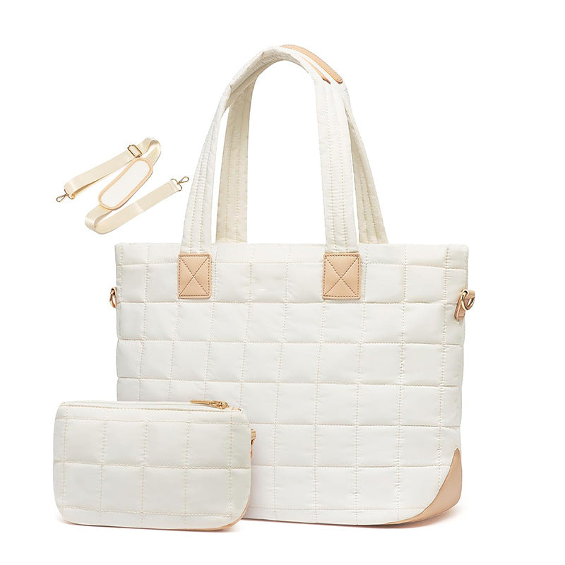 Women's Down Quilted Zipper Fluffy Work Handbags