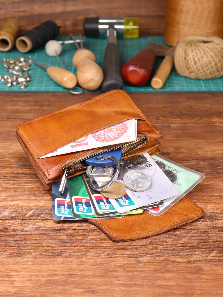 Distressed Style Washed First Layer Vegetable Tanning Card Holder