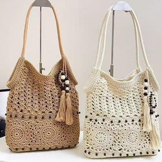 Woven Single Seaside Vacation Beach Large Capacity Handmade Women's Shoulder Bag
