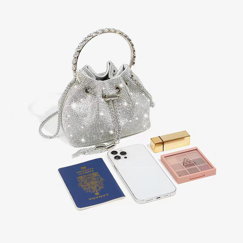 Retro Live Broadcast Rhinestone Hand Portable Women's Messenger Bag