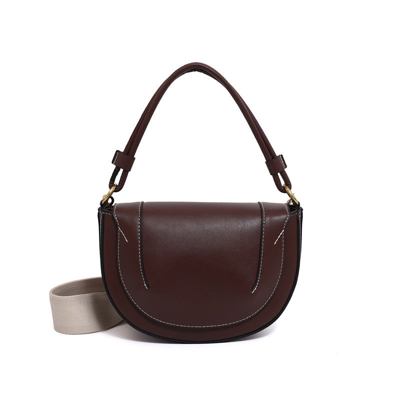 Women's Solid Color Saddle Trendy Retro Women's Handbag